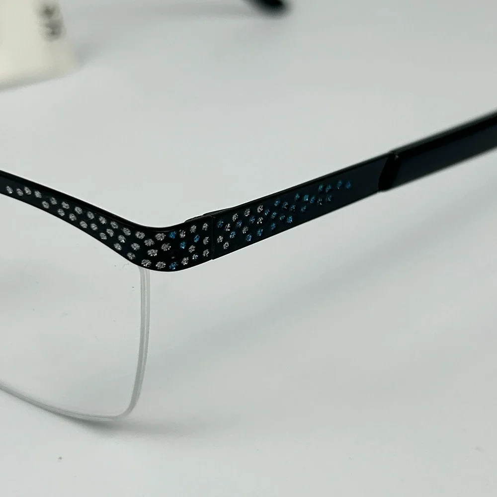 Walmart Womens XRIY02NS Eyeglasses Frame Black Glitter Epoxies Half Rim 140